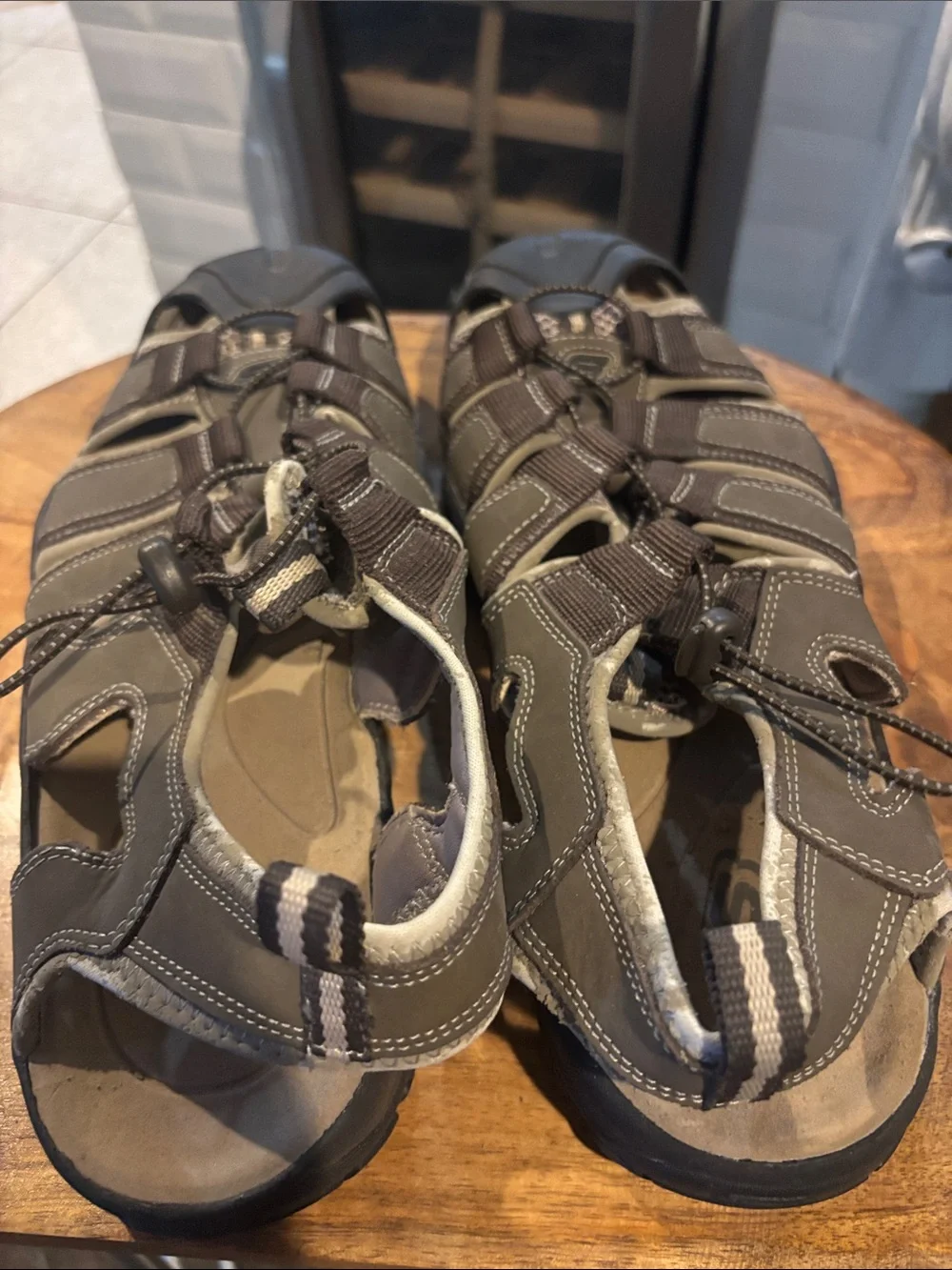 Skechers Men’s Tan and Brown Slip-On Outdoor Sandals
